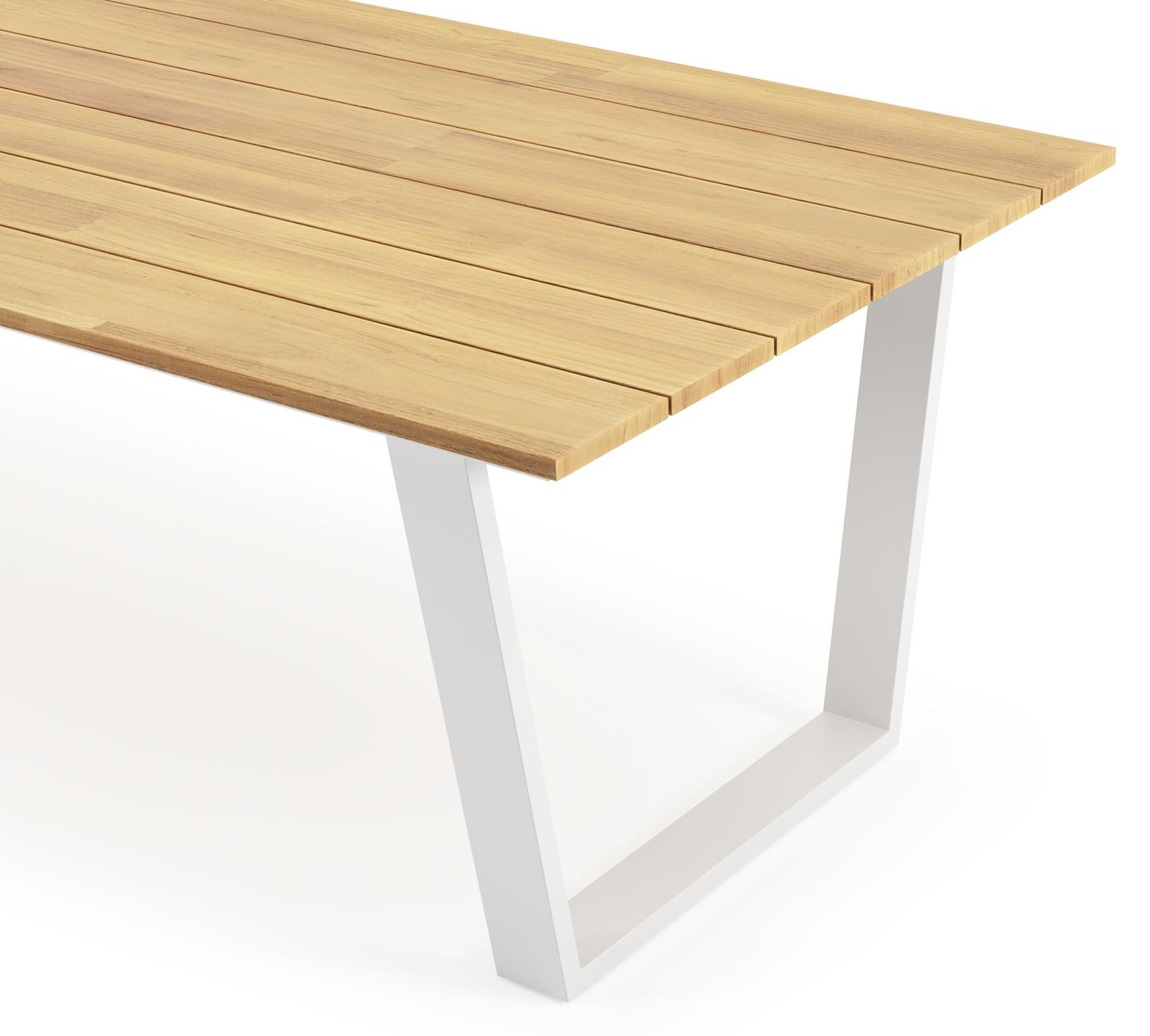 Pagino tuintafel rechthoekig in wit aluminium en teak - L 280 x B 110 x H 73,5 cm