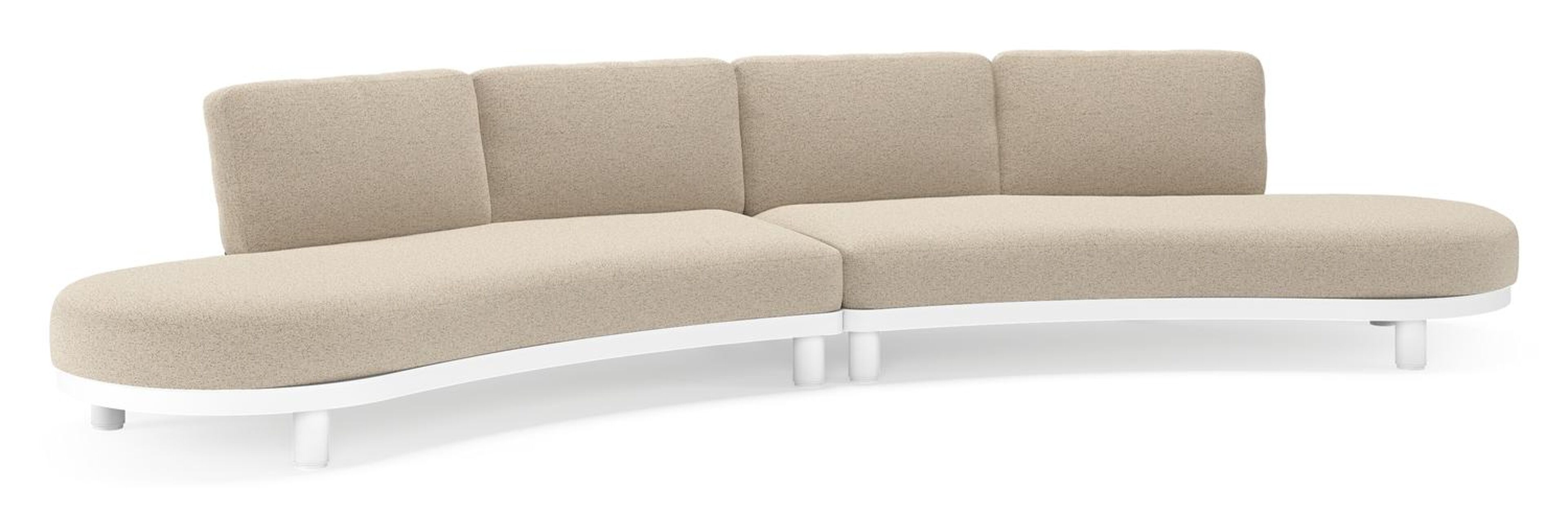 Canapé de jardin Donato en aluminium blanc et coussins en all weather cosytica Marbella Beige