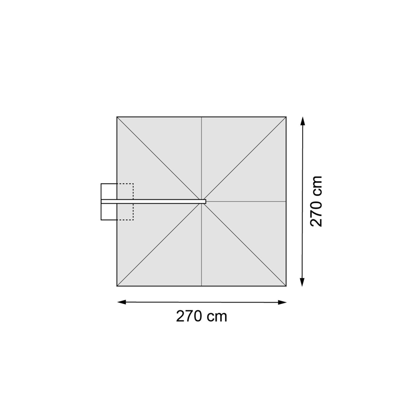 Calpe zweefparasol in zwart aluminium en beige Weather+ Softtouch parasoldoek - L1 270 x L2 270 cm met Calpe parasolvoet 70 kg met wielen