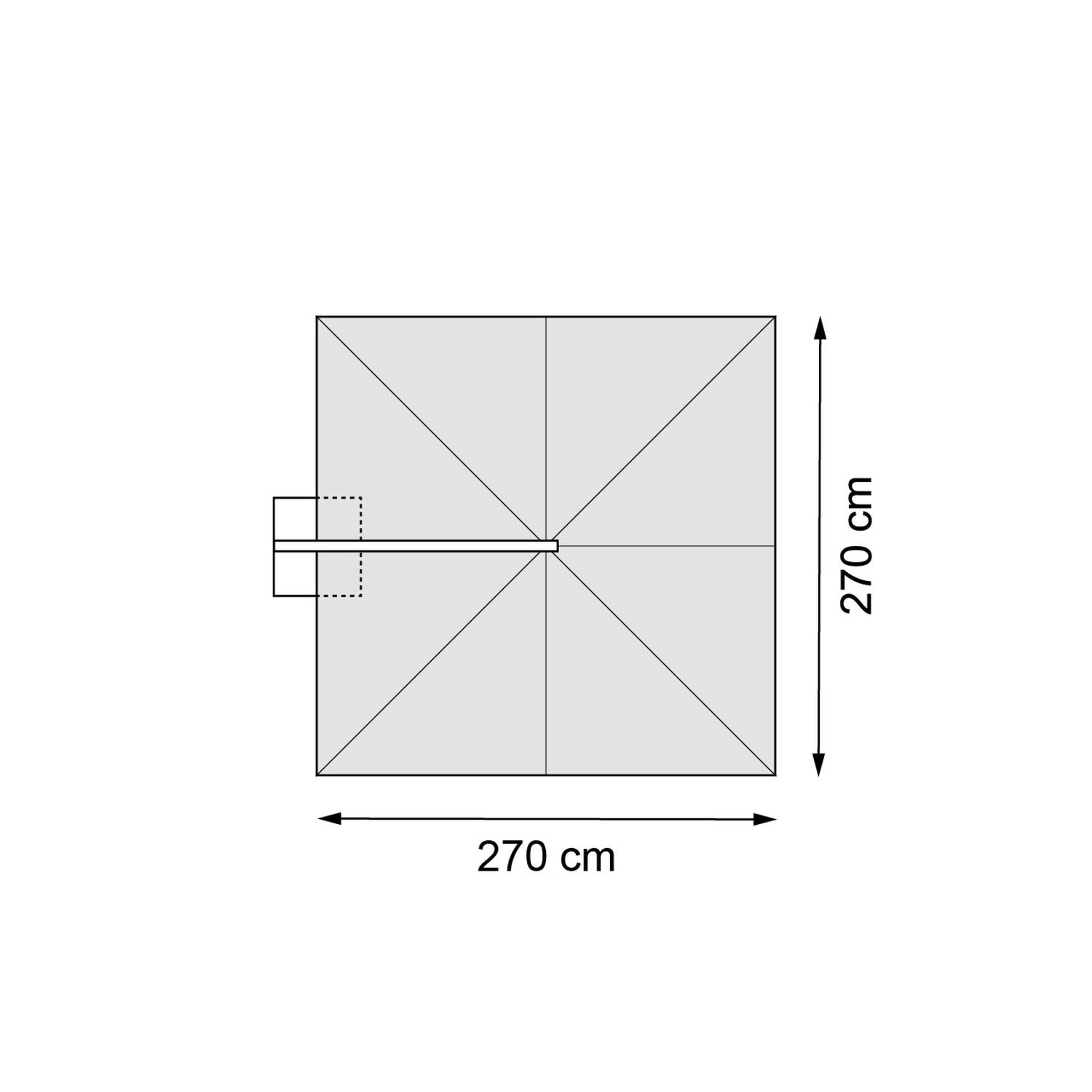 Calpe zweefparasol in wit aluminium en grijs Weather+ Softtouch parasoldoek - L1 270 x L2 270 cm met Calpe parasolvoet 70 kg met wielen