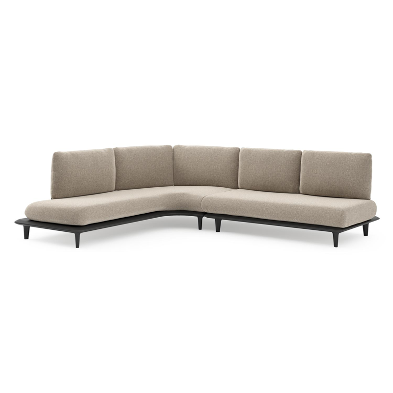 Bomero loungehoek in zwart aluminium met chartres pewter all weather sunbrella® luxe kussen