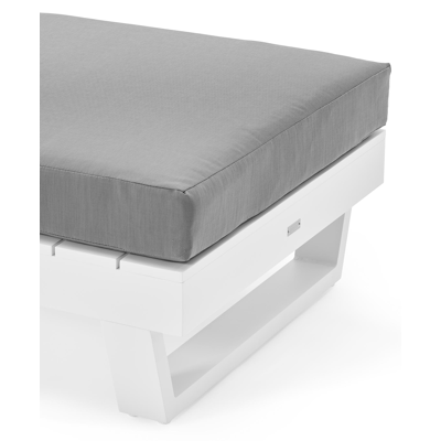 Modica lounge poef in wit aluminium met grijs textilene kussen