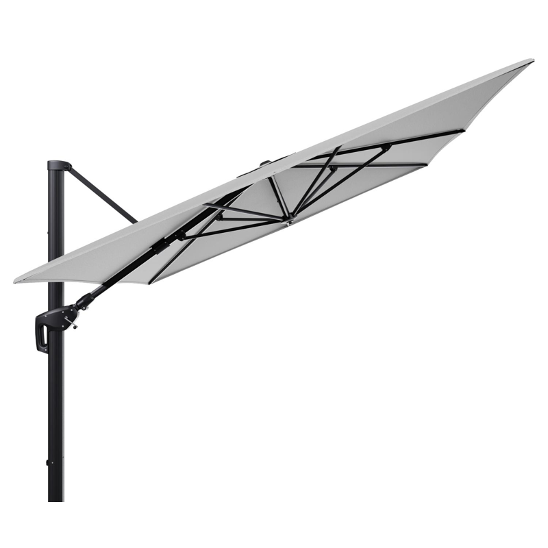 Minore zweefparasol tiltfunctie in zwart aluminium en parasoldoek in All Weather Sunbrella® Luxe Savane Nimbus  - L1 400 x L2 300 cm (zonder voet)
