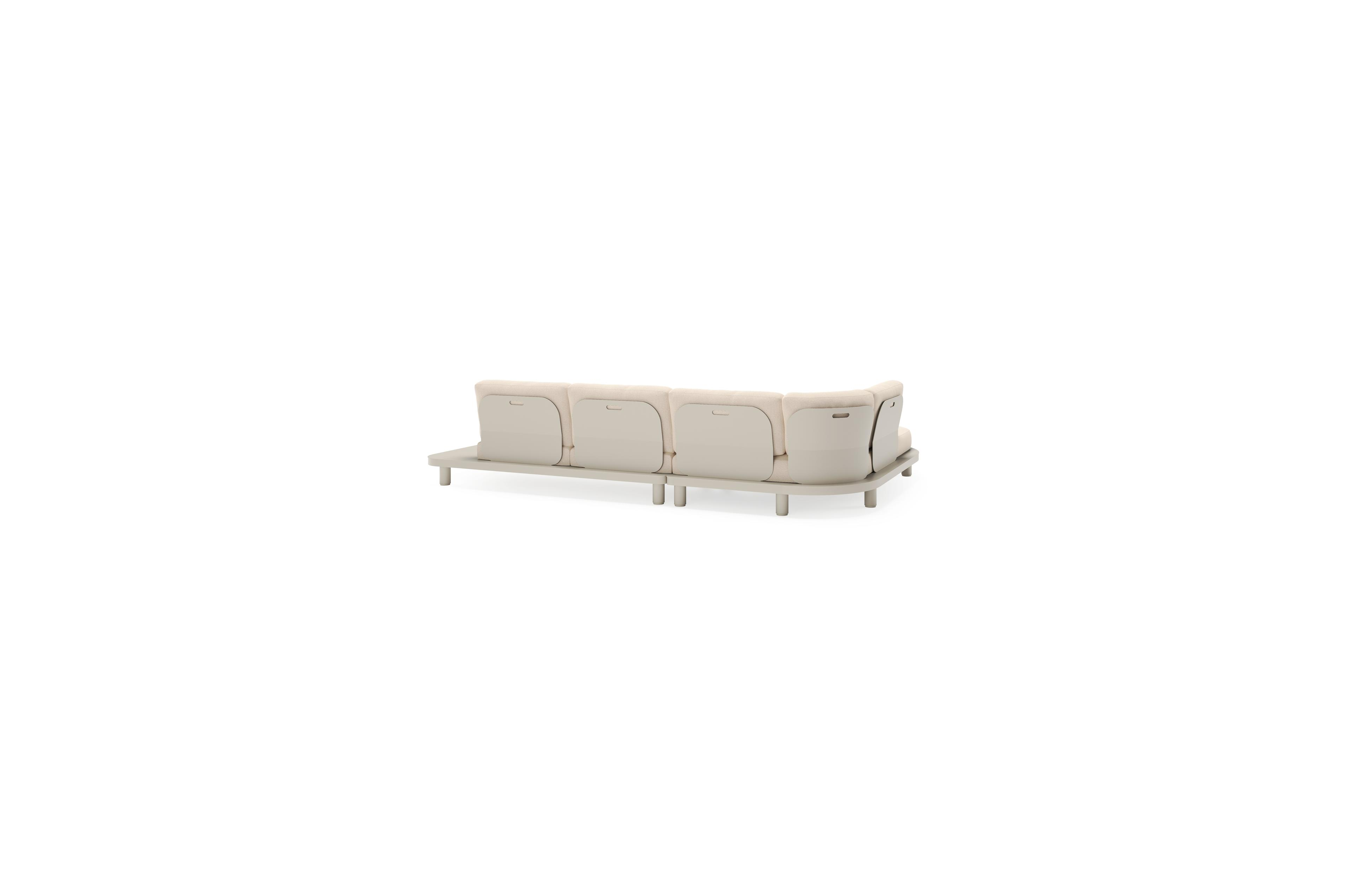 Donato loungehoek in beige aluminium met heritage papyrus all weather sunbrella® luxe kussen