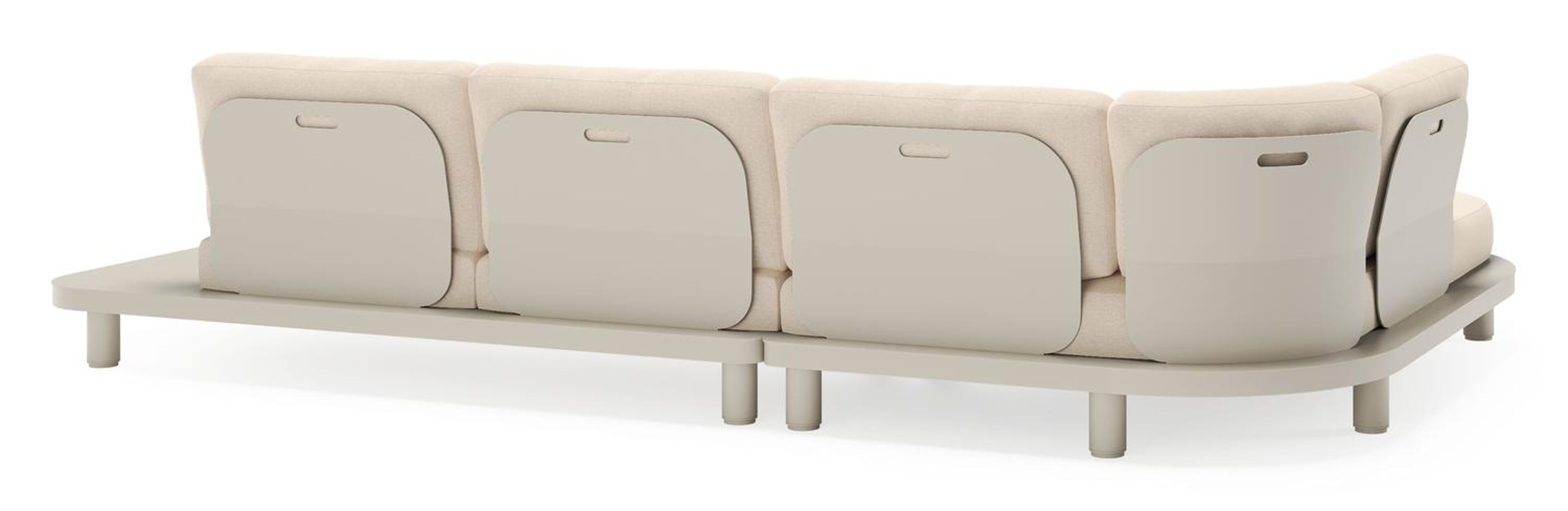 Donato loungehoek in beige aluminium met heritage papyrus all weather sunbrella® luxe kussen