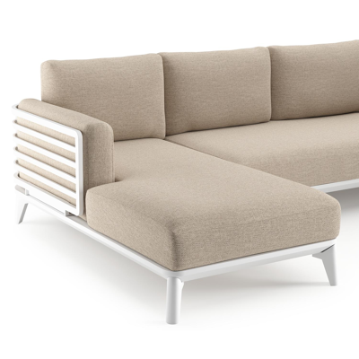 Mosa loungehoek in wit aluminium met rustic weather+ softtouch kussen