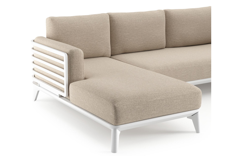 Mosa loungehoek in wit aluminium met rustic weather+ softtouch kussen