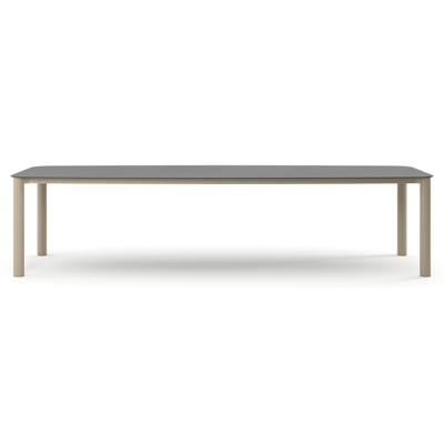 Orso tuintafel bootvorm in beige aluminium en volkeramiek Basalt Black - L 315 x B 115 x H 74.5 cm