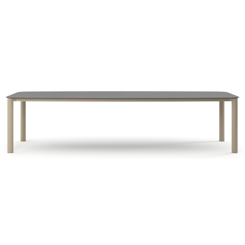 Orso tuintafel bootvorm in beige aluminium en volkeramiek Basalt Black - L 315 x B 115 x H 74.5 cm