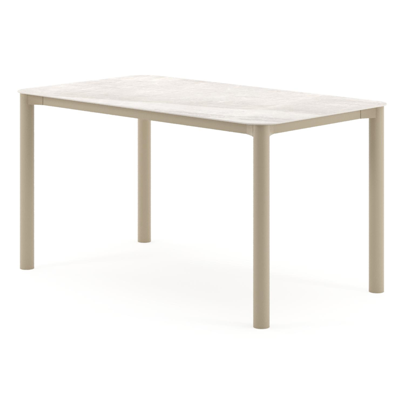 Orso tuintafel rechthoekig afgerond in beige aluminium en volkeramiek Taj Mahal - L 140 x B 80 x H 74.5 cm