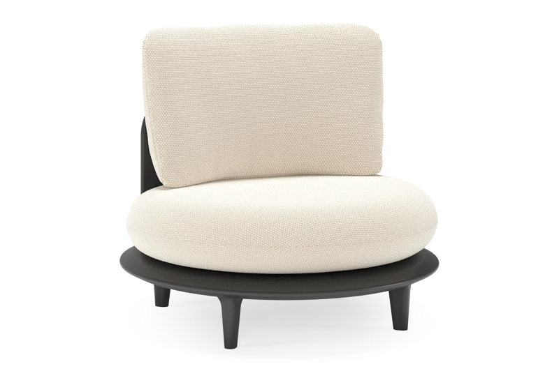 Bomero loungestoel in zwart aluminium met althea off white all weather cosytica kussen