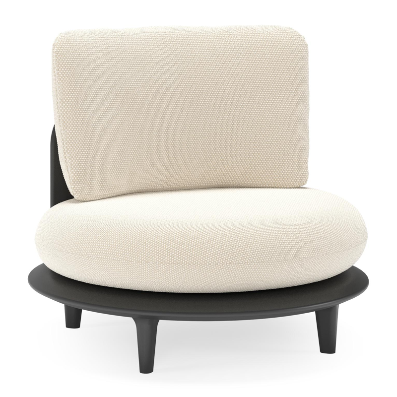 Bomero loungestoel in zwart aluminium met althea off white all weather cosytica kussen