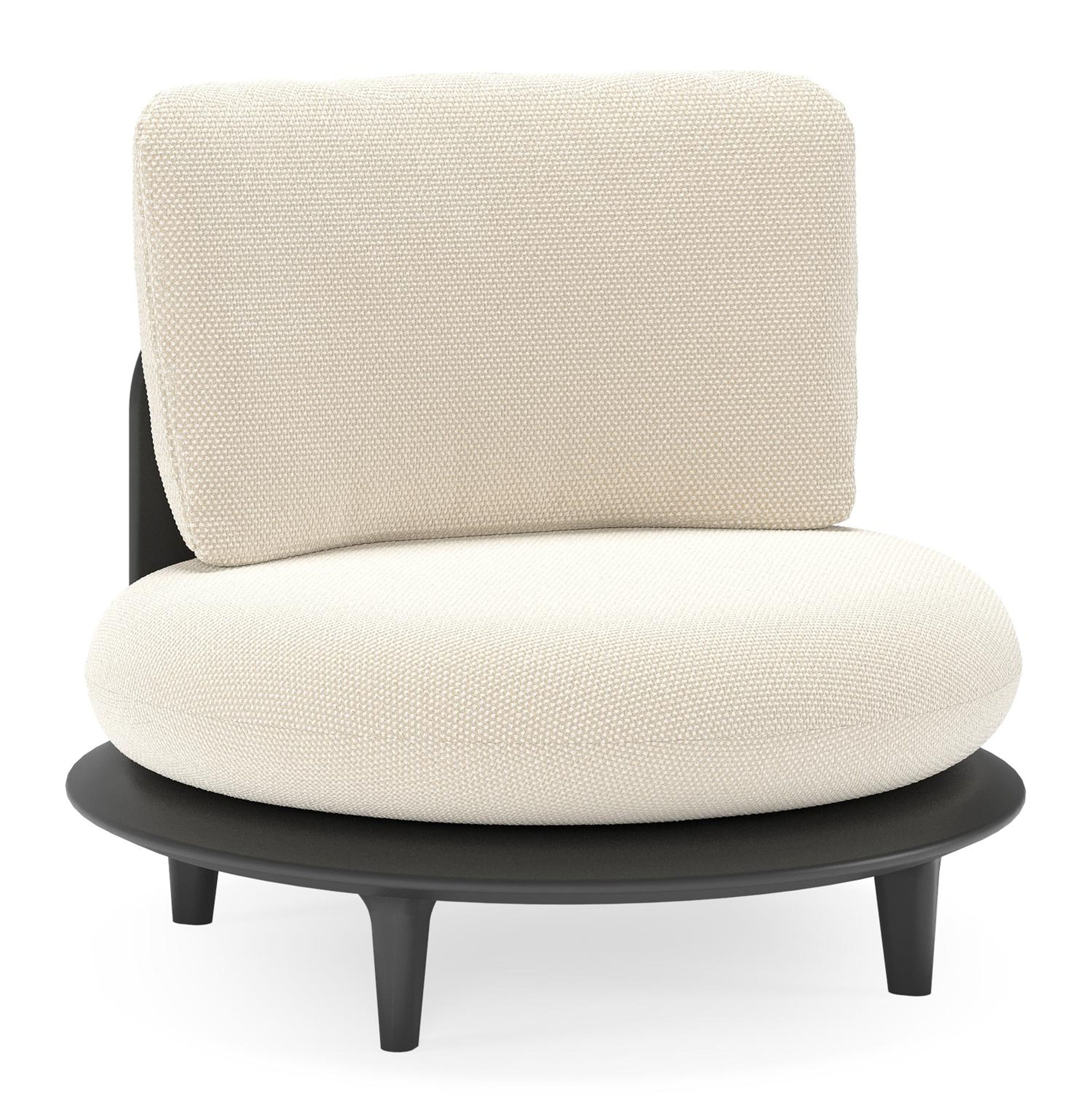 Fauteuil de jardin Bomero en aluminium noir et coussins en all weather cosytica althea off white