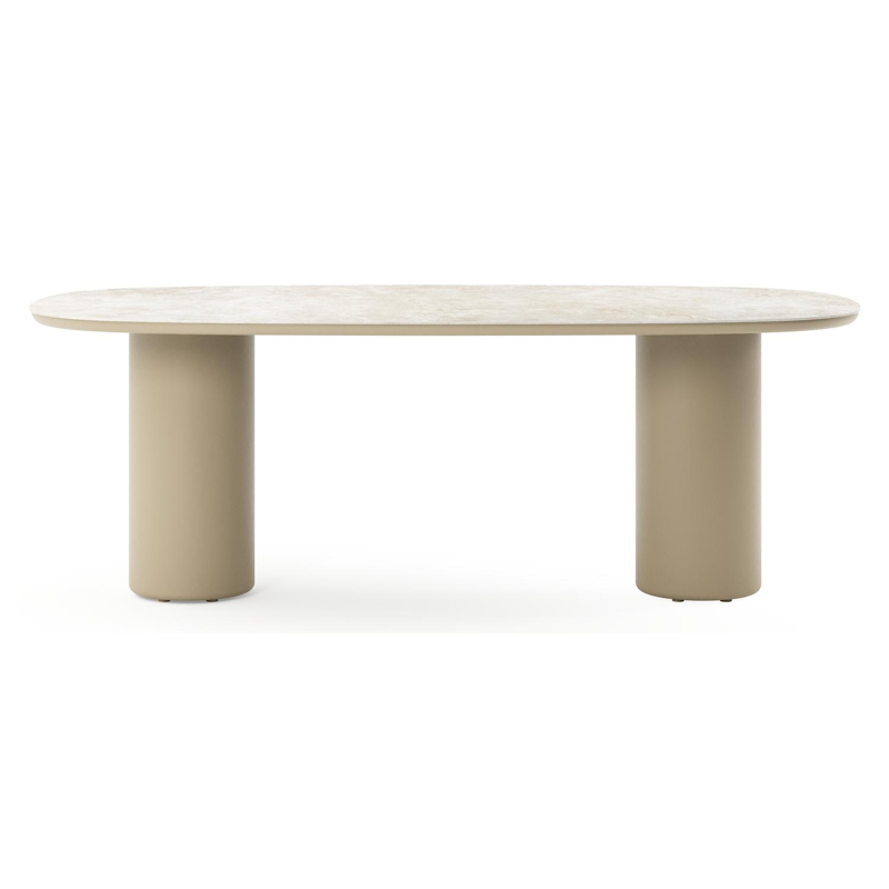 Amico tuintafel bombo in beige aluminium en volkeramiek Rapolano - L 210 x B 110 x H 73.5 cm