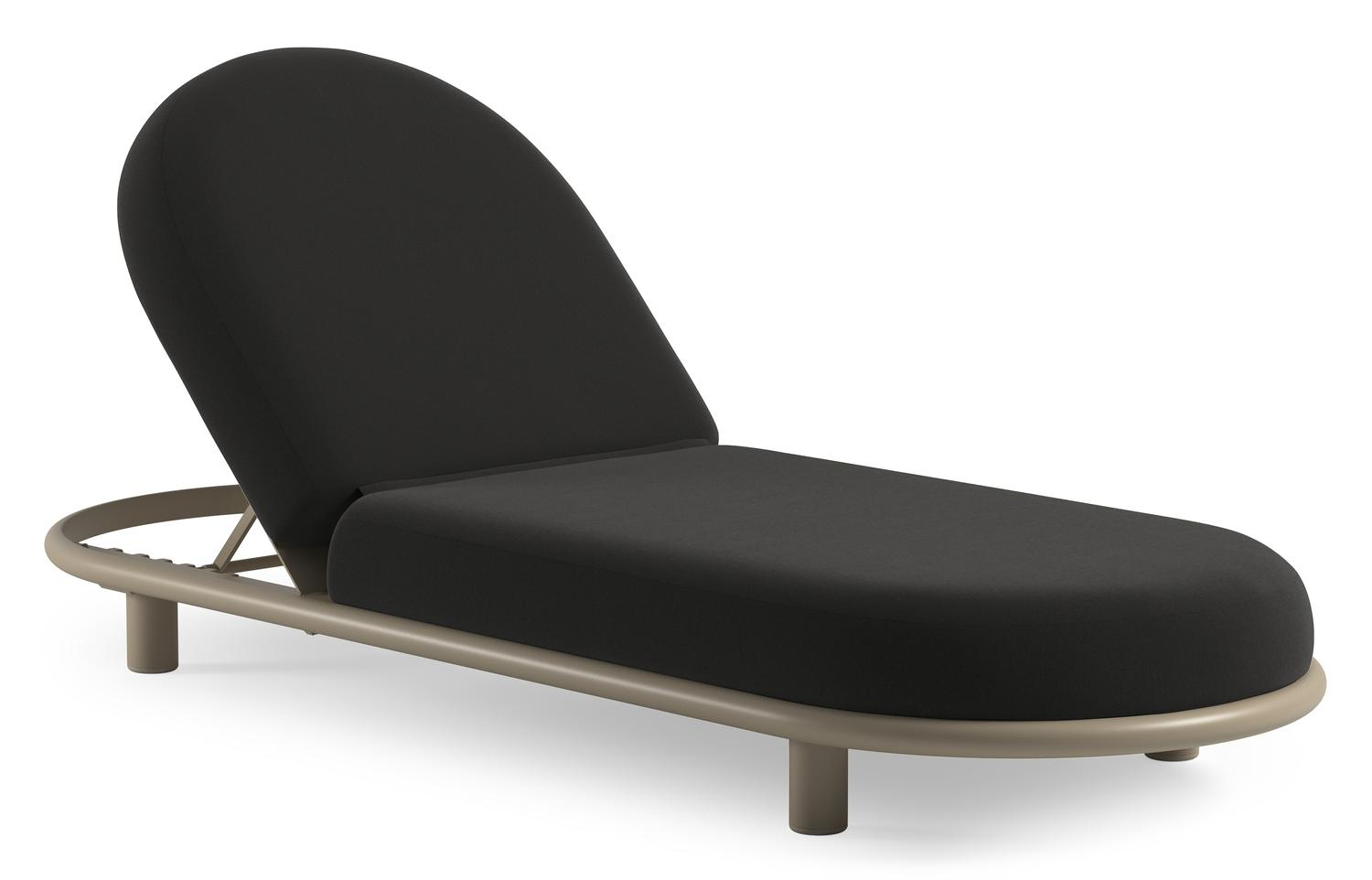 Lomano verstelbaar ligbed in beige aluminium met natte sooty all weather sunbrella® luxe