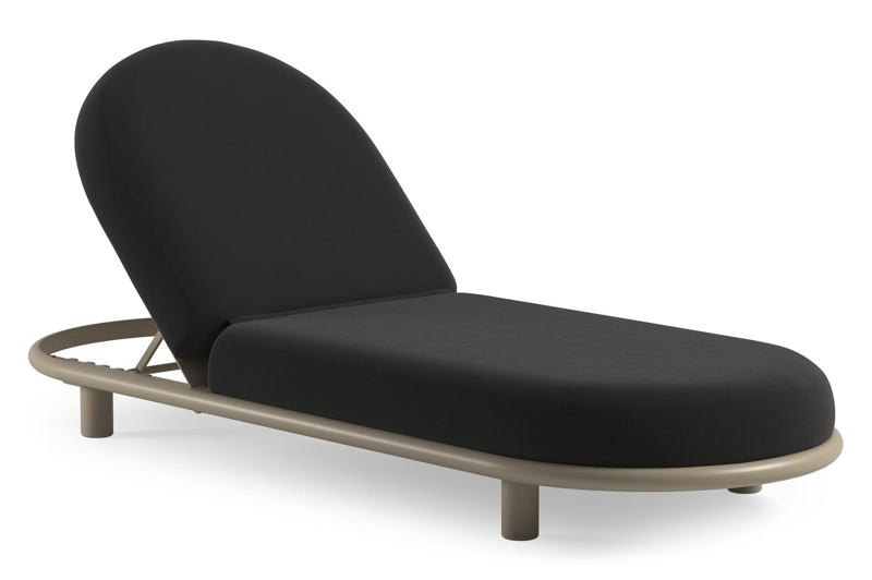 Lomano verstelbaar ligbed in beige aluminium met natte sooty all weather sunbrella® luxe