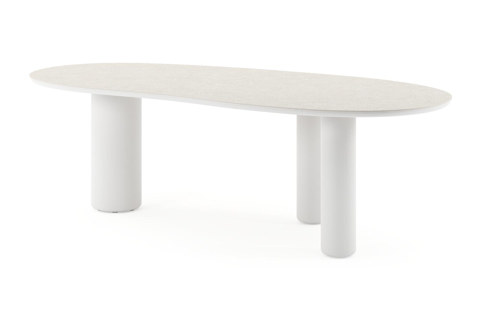 Amico tuintafel organisch in wit aluminium en volkeramiek Shilin - L 240 x B 110 x H 73.5 cm