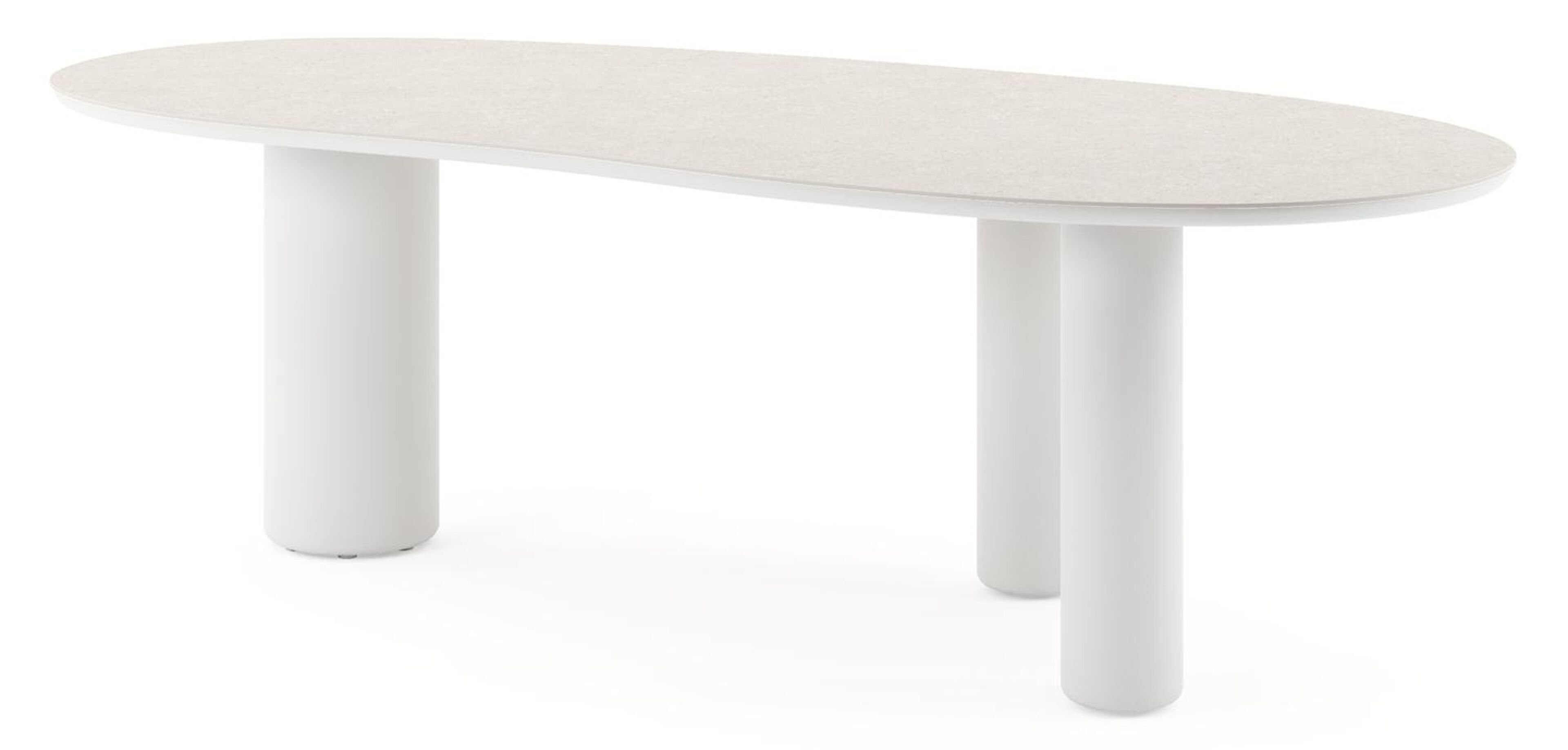 Amico tuintafel organisch in wit aluminium en volkeramiek Shilin - L 240 x B 110 x H 73.5 cm