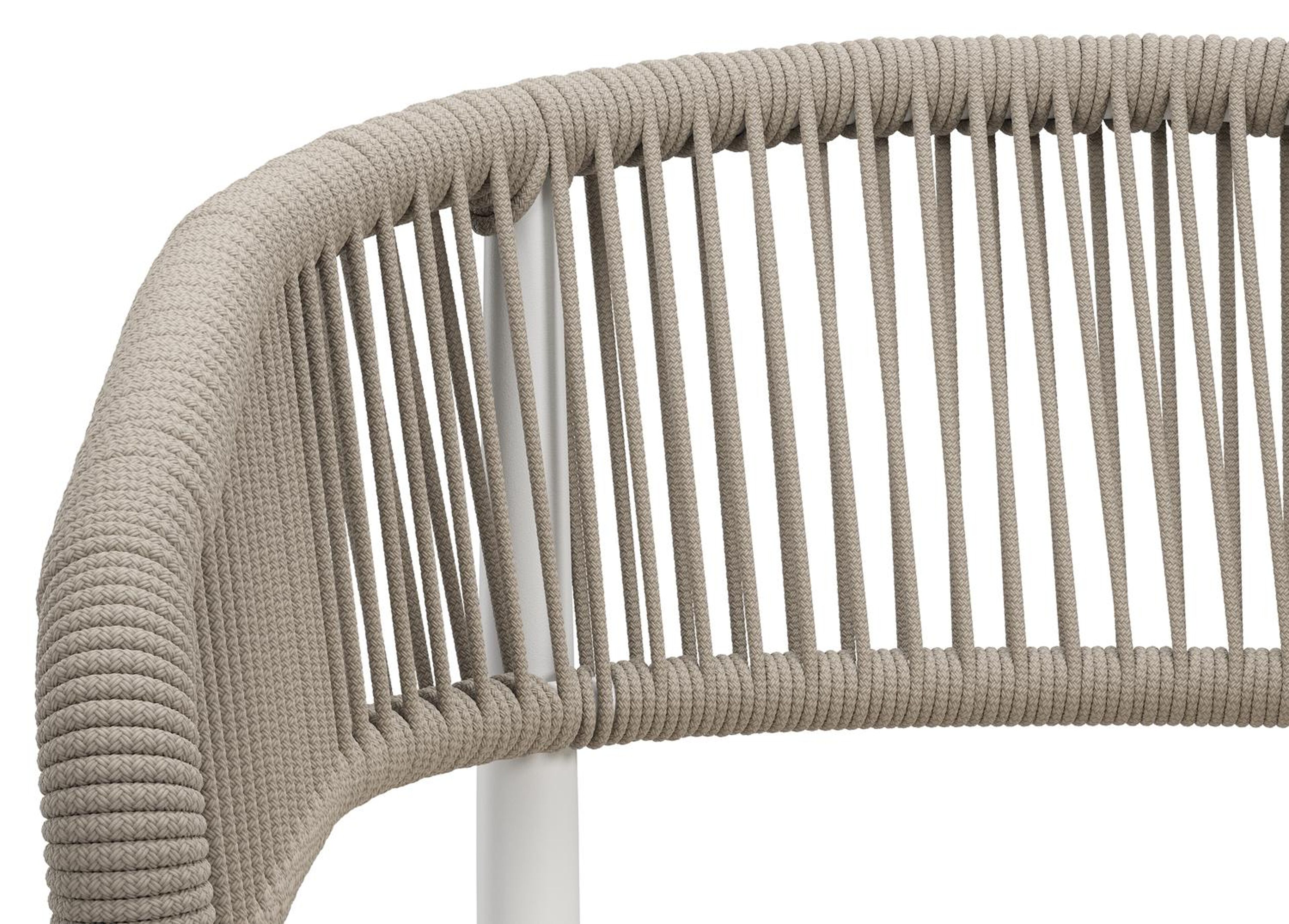 Tolfa stapelbare tuinstoel in wit aluminium en beige verticaal geweven ronde rope met stoelkussen in All Weather Cosytica Althea Off White