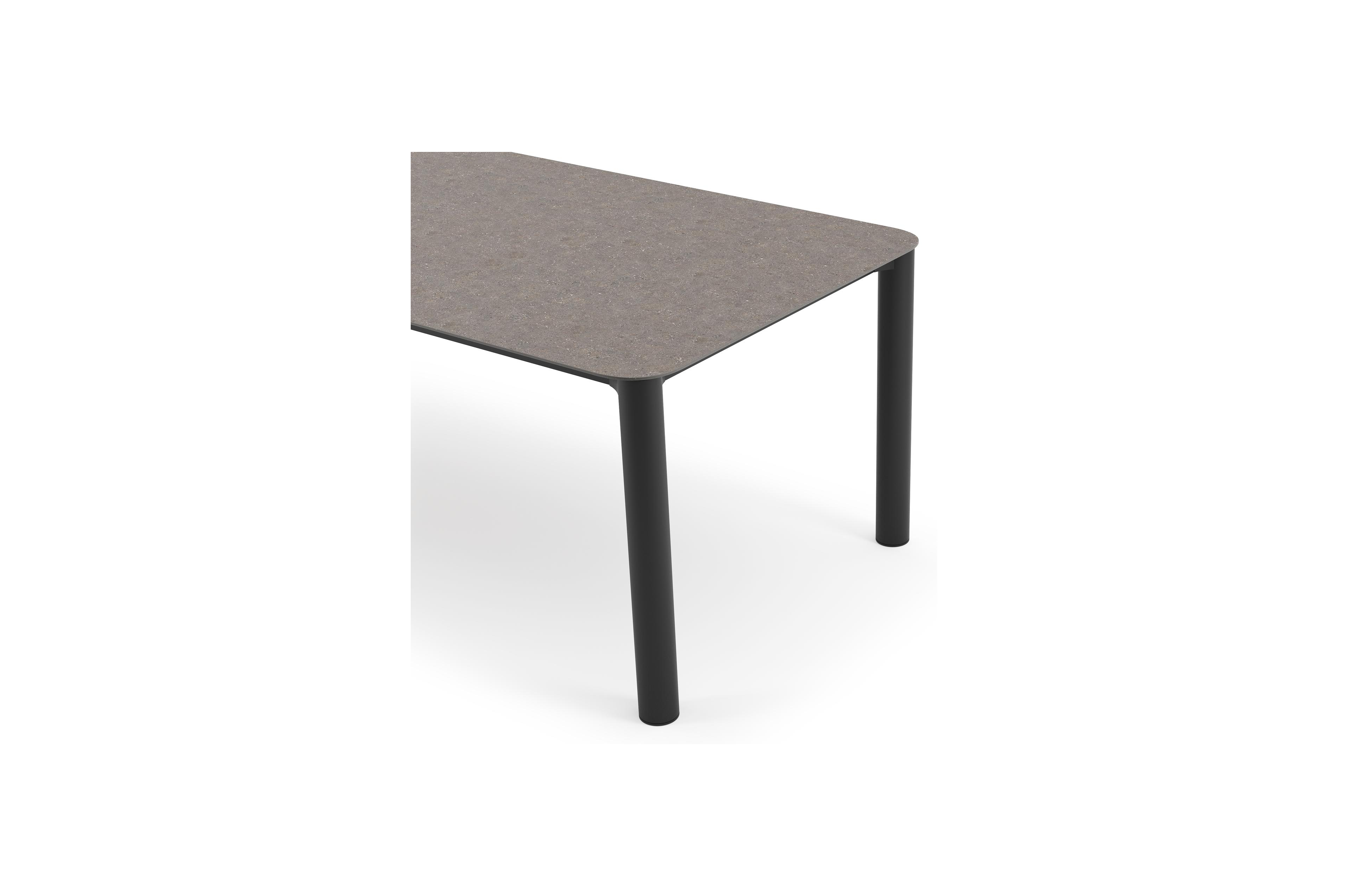 Orso tuintafel rechthoekig afgerond in zwart aluminium en volkeramiek wulong - L 240 x B 100 x H 73.5 cm