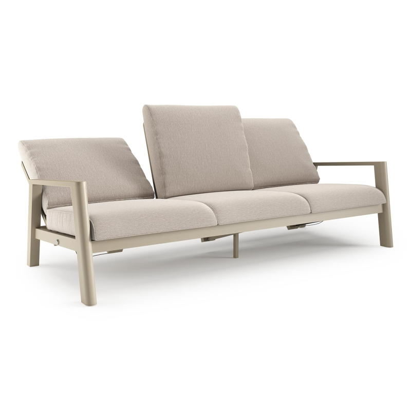 Cirello loungebank in beige aluminium met slow farafra all weather sunbrella® luxe kussen