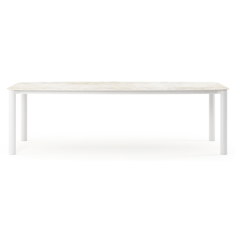 Orso tuintafel bootvorm in wit aluminium en volkeramiek Rapolano L 255 x B 115 cm