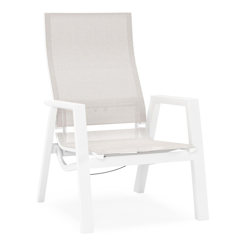 Prato loungestoel in wit aluminium met rustic weather+ softtouch kussen