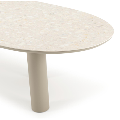 Organo tuintafel organisch in beige aluminium en volkeramiek Retrostone L 280 x B 120 x H 74 cm