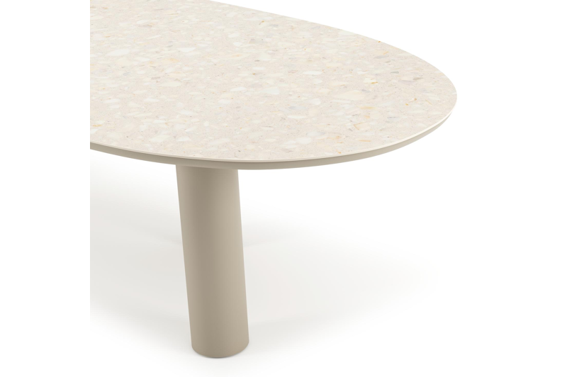 Organo tuintafel organisch in beige aluminium en volkeramiek Retrostone L 280 x B 120 x H 74 cm