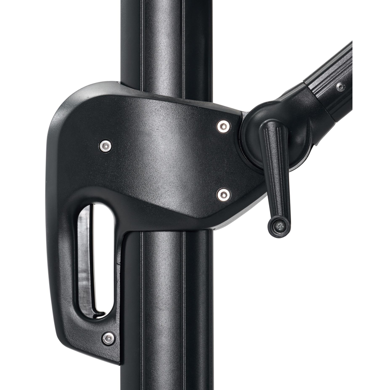 Parasol pendant Rufina en aluminium noir avec toile de parasol en all weather sunbrella® luxe chartres sooty - Larg1 400 x Larg2 300 cm (sans pied de parasol)