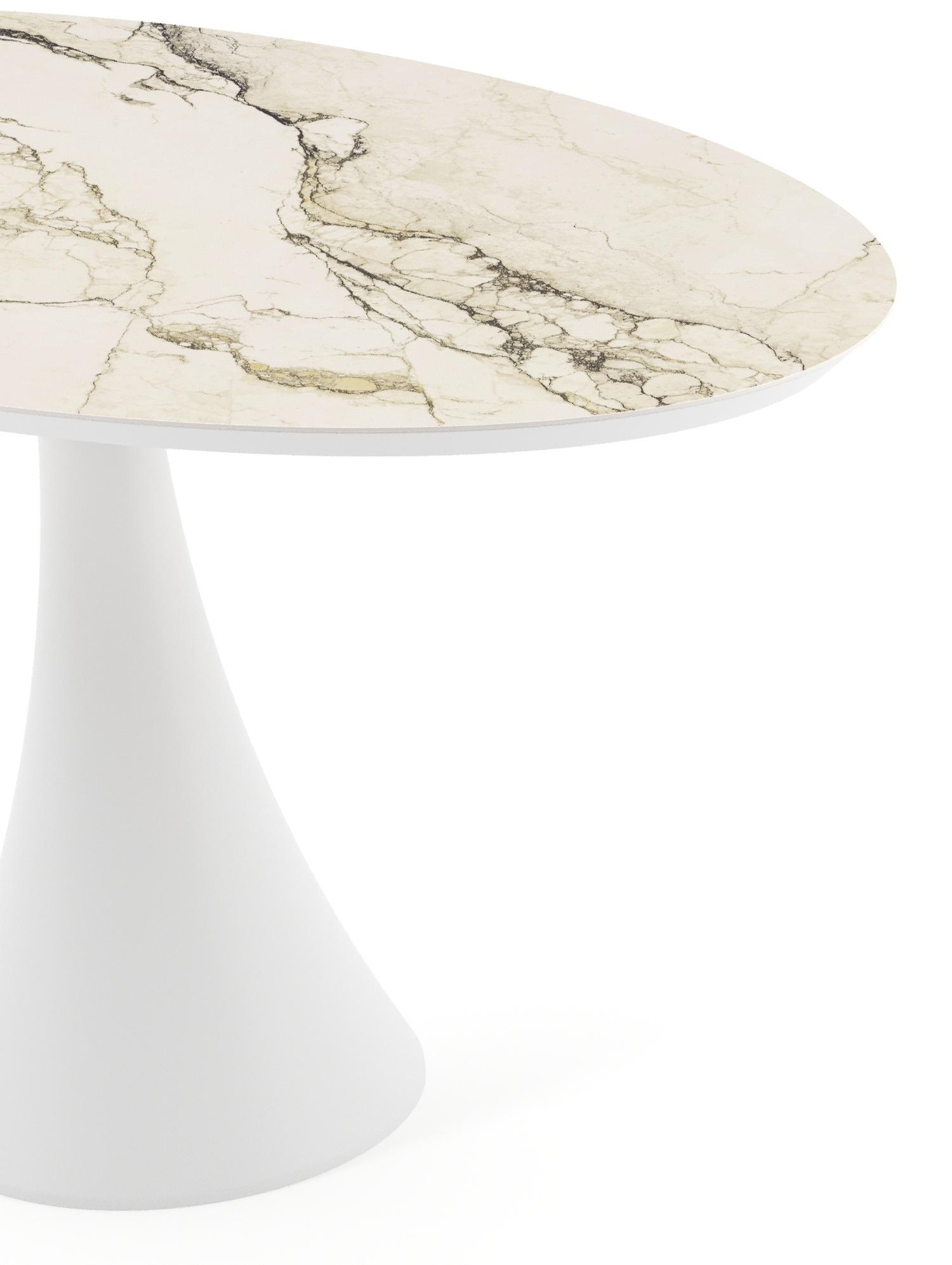 Fano tuintafel ovaal in wit aluminium en volkeramiek Colorado Dunes - L 140 x B 80 x H 74.5 cm