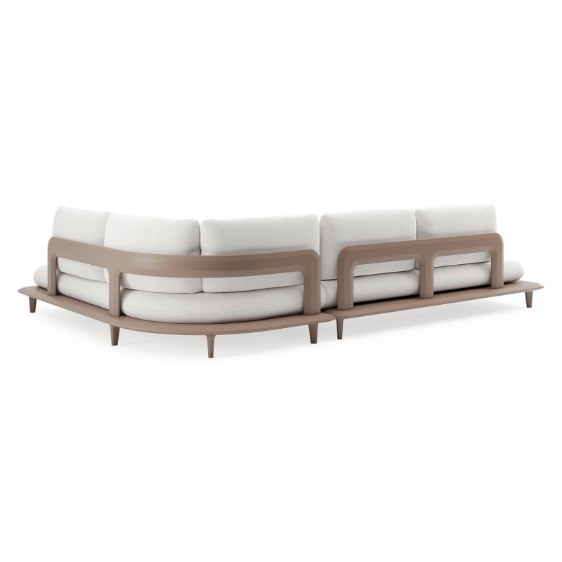 Bomero loungehoek in taupe aluminium met soul optik all weather solica kussen