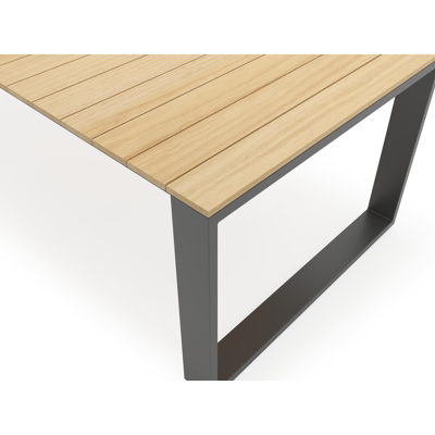 Verato tuintafel in zwart aluminium en teak - L 280 x B 110 x H 76.5 cm