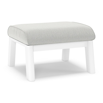 Cirello poef in wit aluminium met savane nimbus all weather sunbrella® luxe kussen