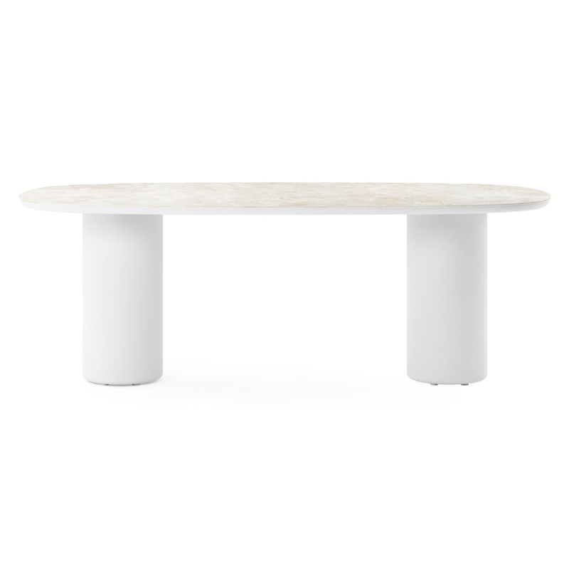 Amico tuintafel bombo in wit aluminium en volkeramiek Rapolano - L 210 x B 110 x H 73.5 cm