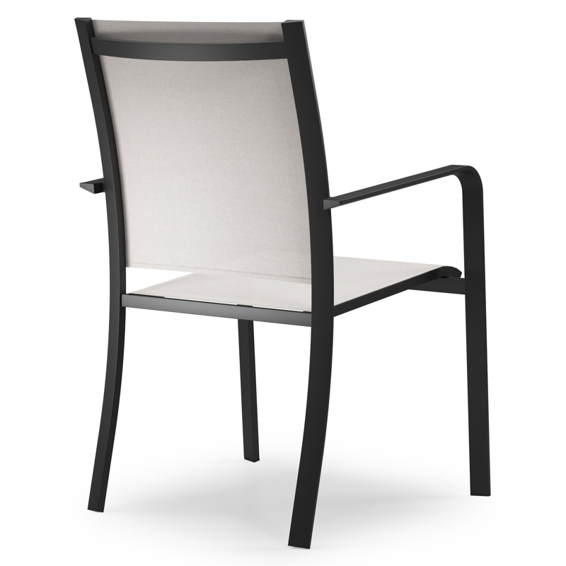 Chaise de jardin Calobra en aluminium noir et textilène simple beige
