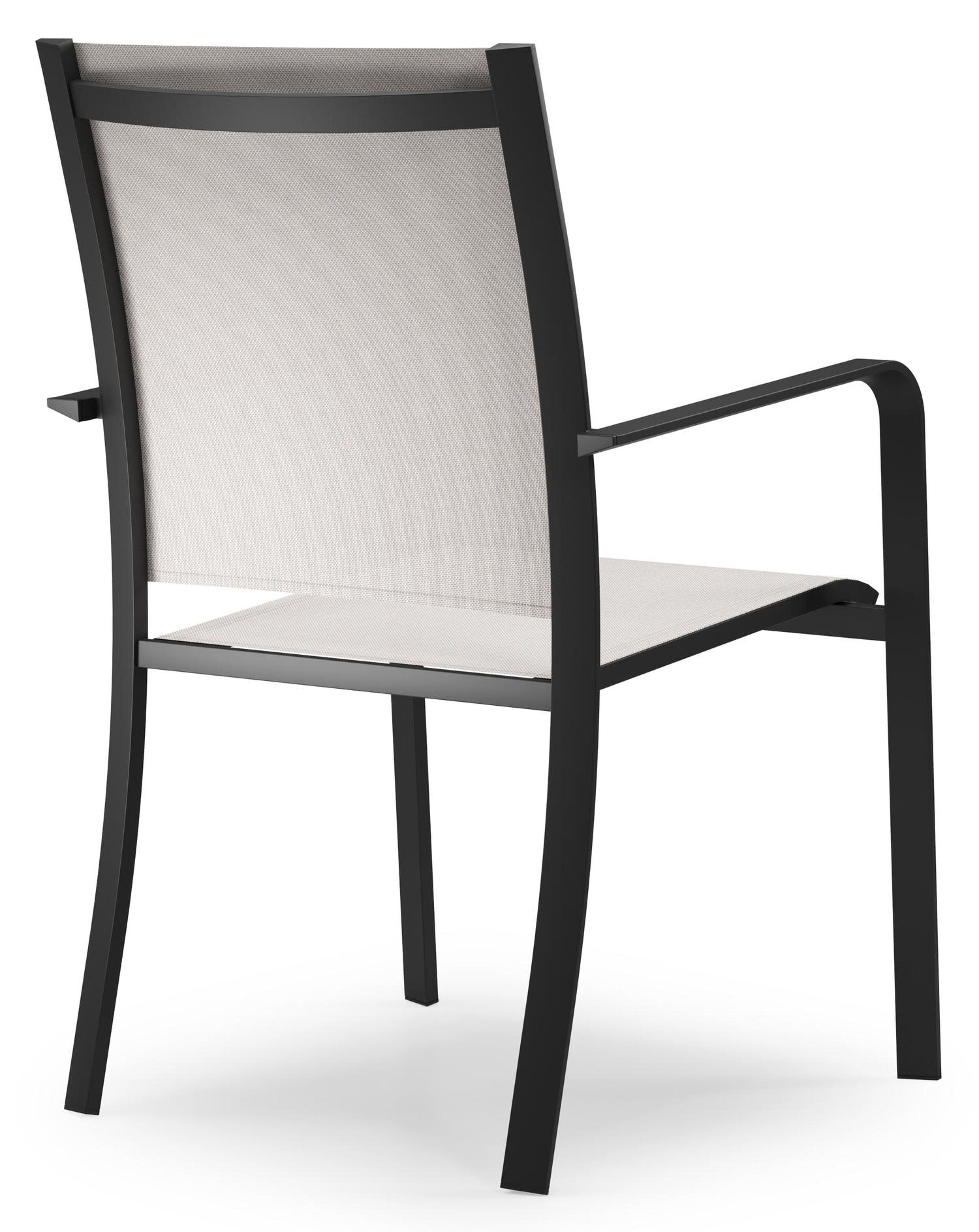 Feltro tuinset in zwart aluminium en sintered stone Crema minerale met 2 Calobra tuinstoelen