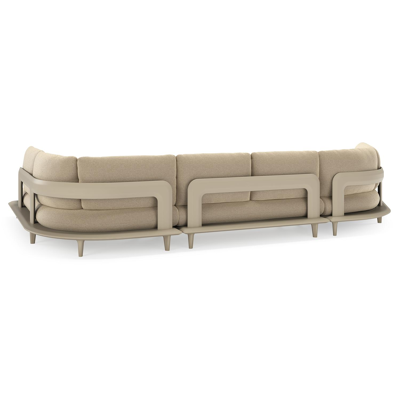 Bomero loungehoek in beige aluminium met althea camel all weather cosytica kussen