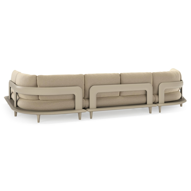 Bomero loungehoek in beige aluminium met althea camel all weather cosytica kussen