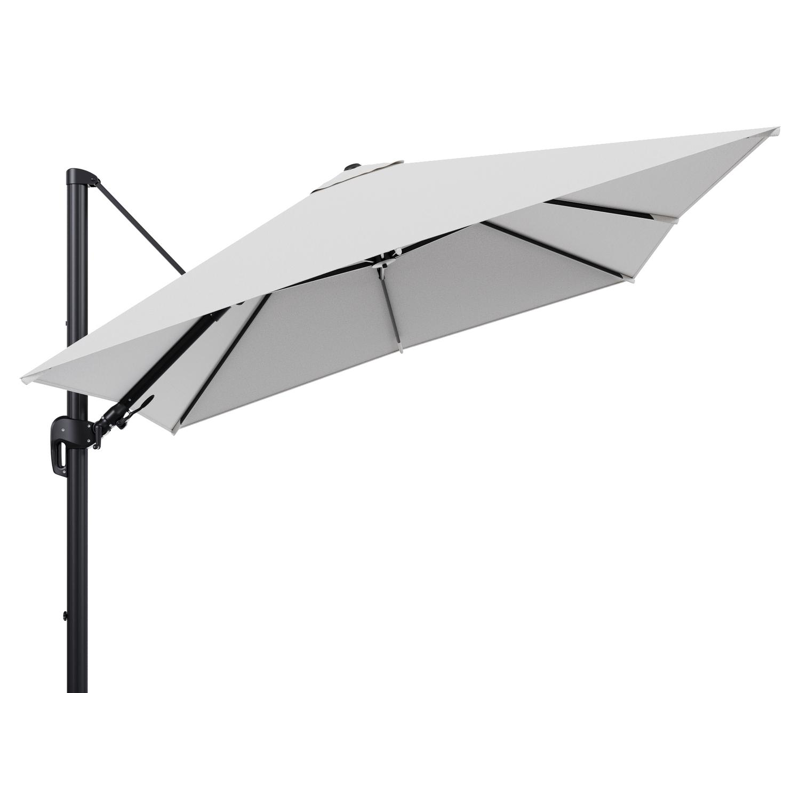 Rufina zweefparasol tiltfunctie in zwart aluminium en parasoldoek in All Weather Solica Ego Birch  - L1 300 x L2 300 cm (zonder voet)