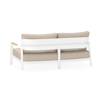 Salamanca loungebank 2-zit in wit aluminium en teak met desert weather+ softtouch kussen