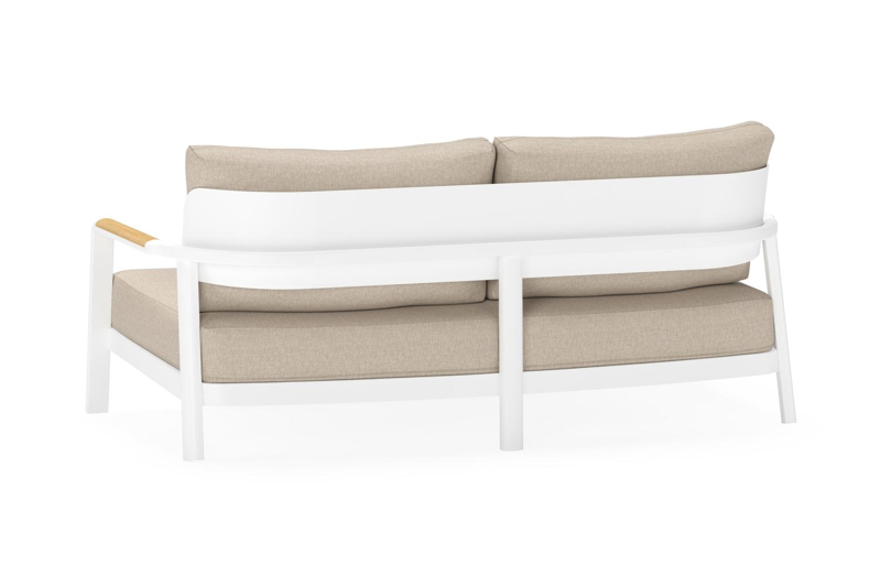 Salamanca loungebank 2-zit in wit aluminium en teak met desert weather+ softtouch kussen