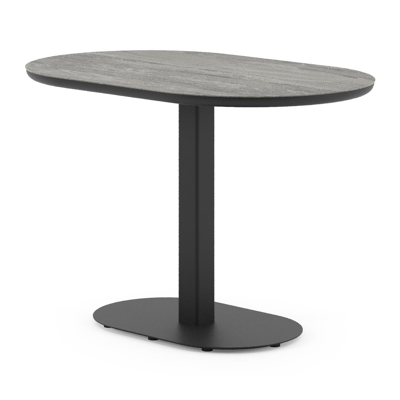 Teramo tuintafel bombo in zwart aluminium en volkeramiek Aspen Grey - L 110 x B 70 x H 73.7 cm