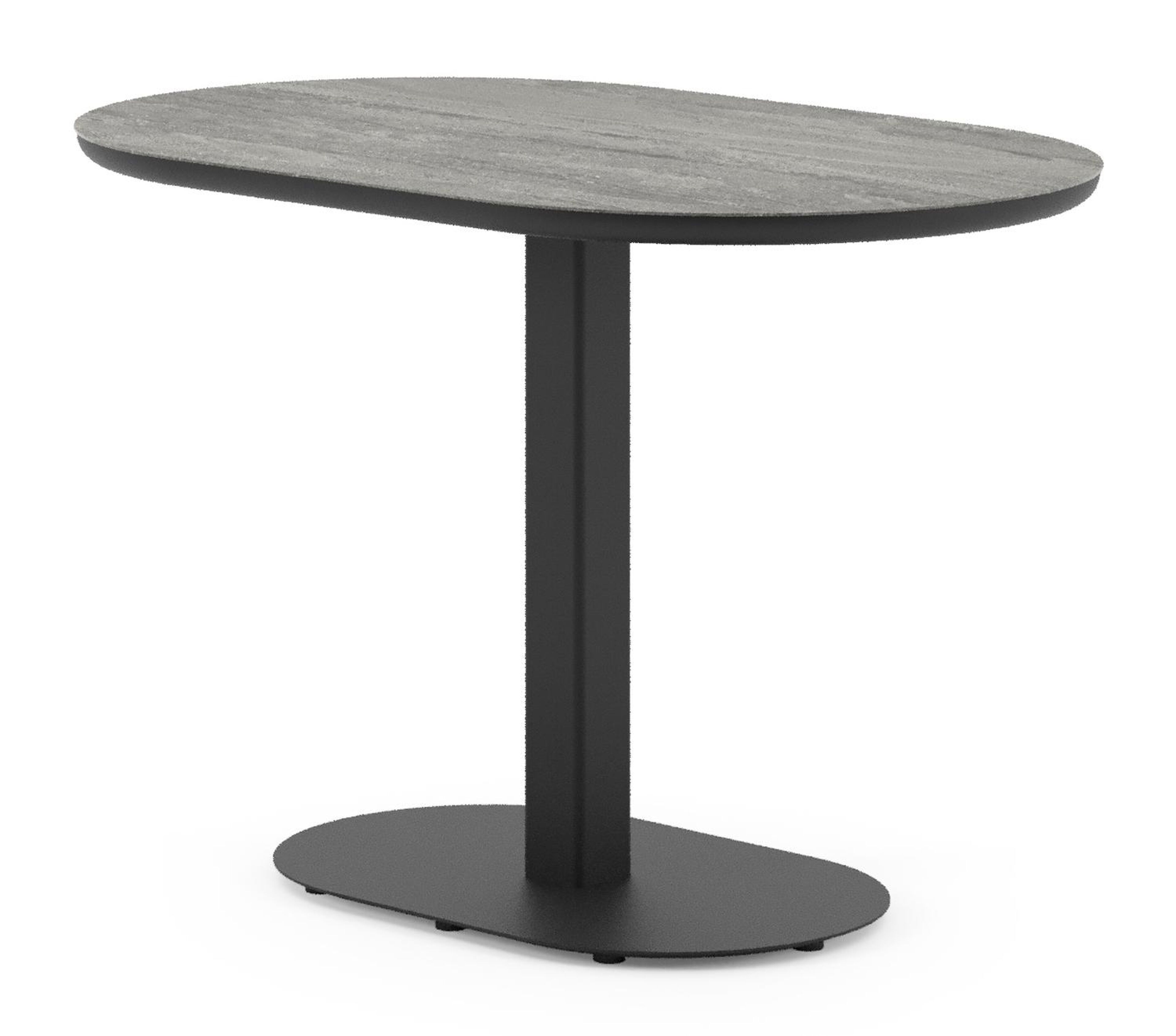 Teramo kantelbare tuintafel bombo in zwart aluminium en volkeramiek Aspen Grey - L 110 x B 70 x H 74 cm