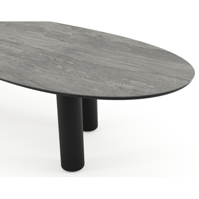 Amico tuintafel organisch in zwart aluminium en volkeramiek Aspen Grey - L 320 x B 120 x H 73.5 cm