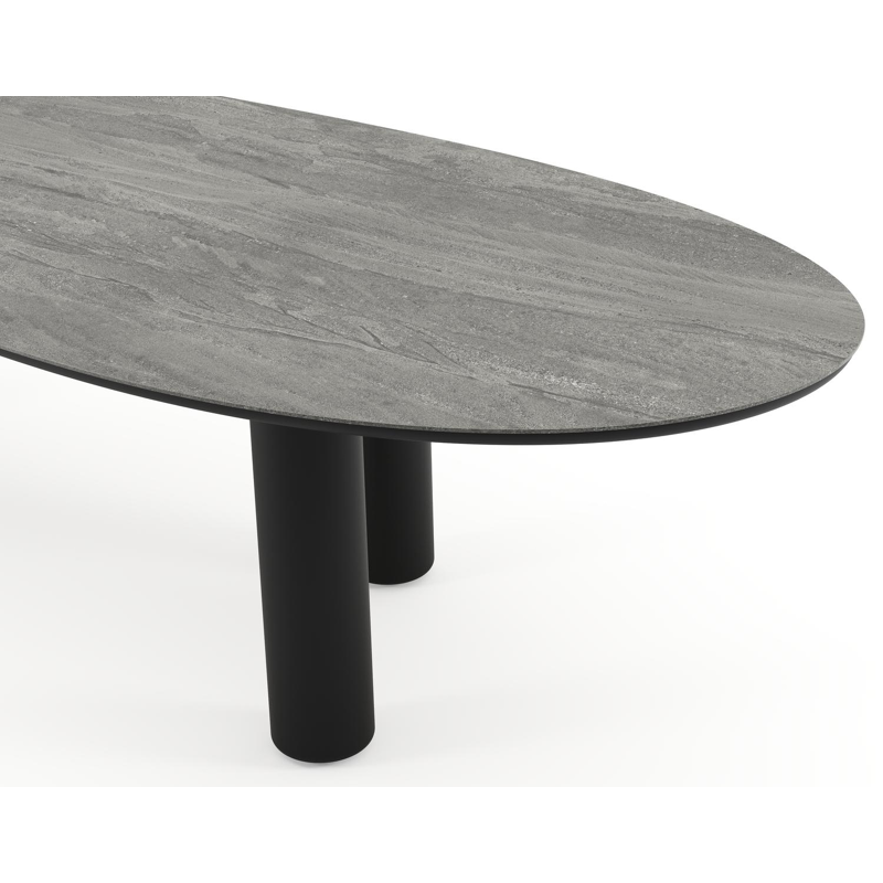 Amico tuintafel organisch in zwart aluminium en volkeramiek Aspen Grey - L 320 x B 120 x H 73.5 cm