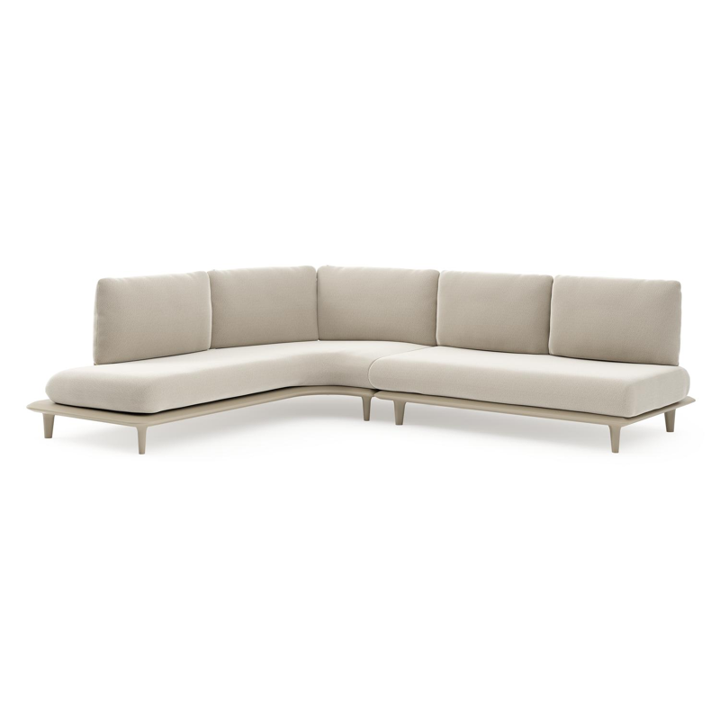 Bomero loungehoek in beige aluminium met lopi marble all weather sunbrella® luxe kussen