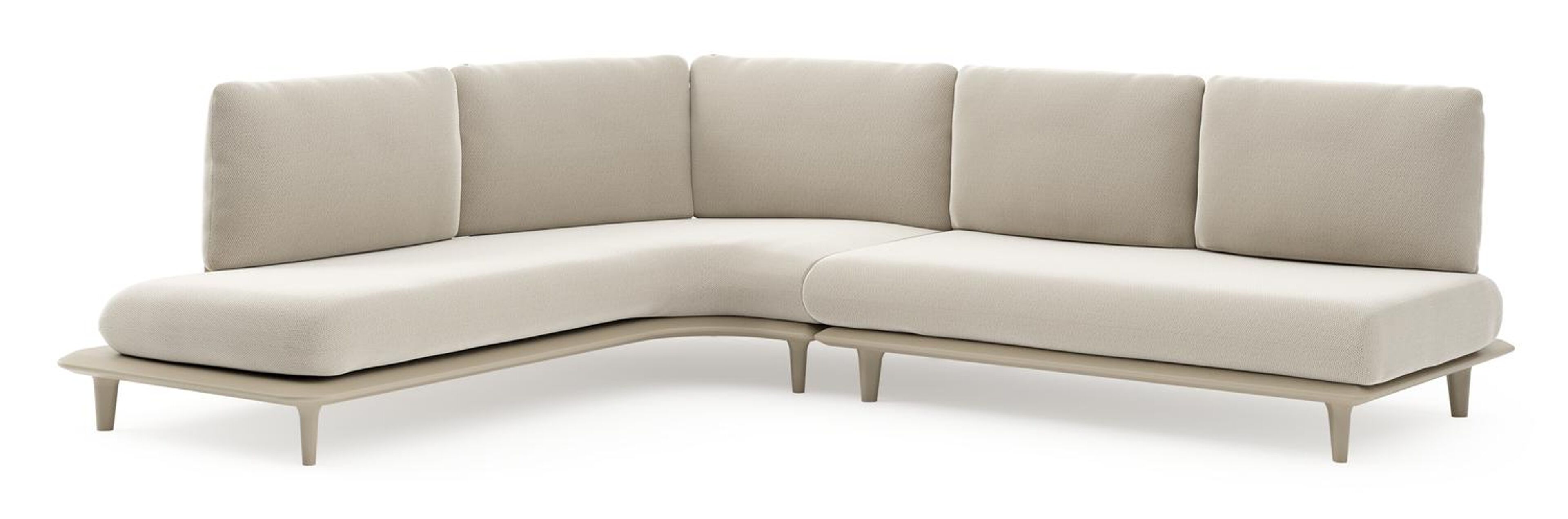 Bomero loungehoek in beige aluminium met lopi marble all weather sunbrella® luxe kussen