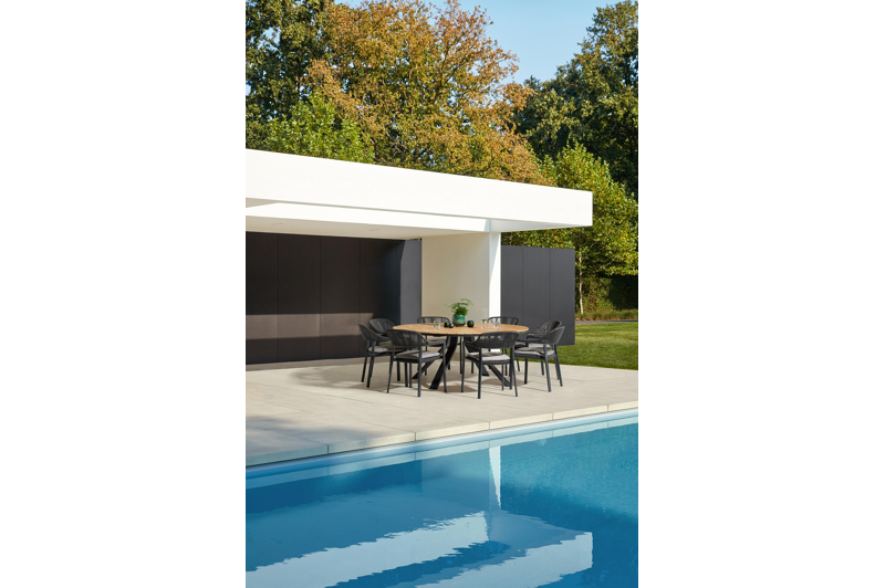 Cesano stapelbare tuinstoel in zwart aluminium en zwart wicker