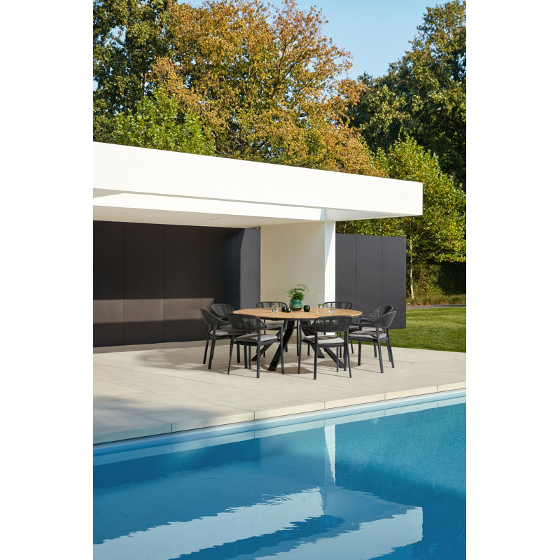 Cesano stapelbare tuinstoel in zwart aluminium en zwart wicker